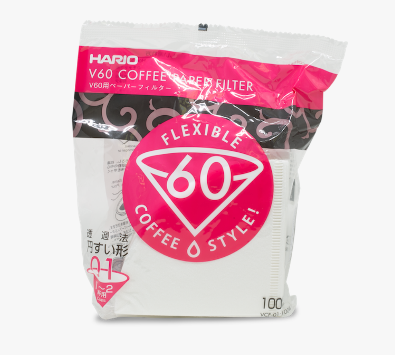 Hario V60 01 filter paper, white, 100 pcs.