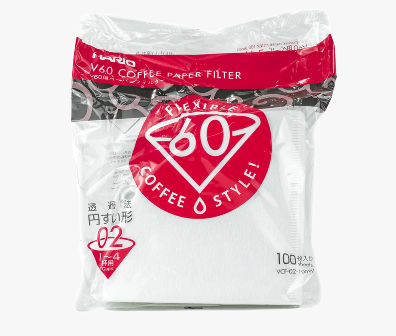 Hario V60 02 filter paper, white, 100 pcs.